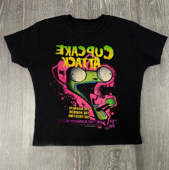Damen T-Shirt mit kreativem Cupcake-Motiv und modernem Druck EB