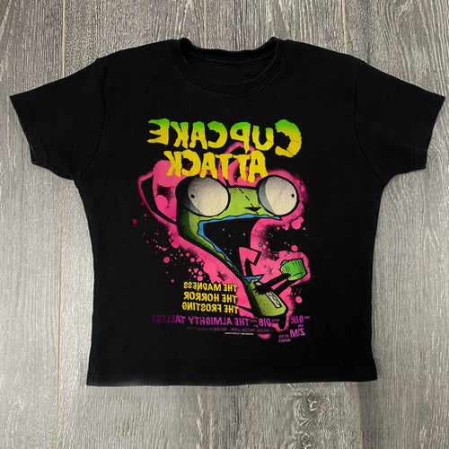 Damen T-Shirt mit kreativem Cupcake-Motiv und modernem Druck EB