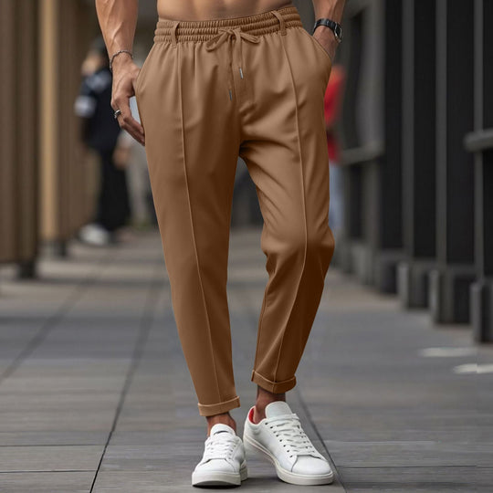 EB | Herren Gerade Passform Elastischer Bund mit Kordelzug Weicher Baumwollmix