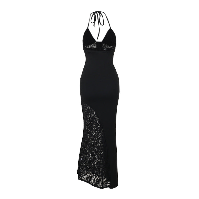 Damen Elegantes Maxikleid mit raffinierten Spitzenakzenten EB