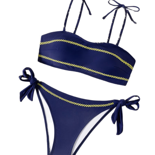 Damen Bandeau-Bikini mit eleganten Krawatten und zierlichem Design EB