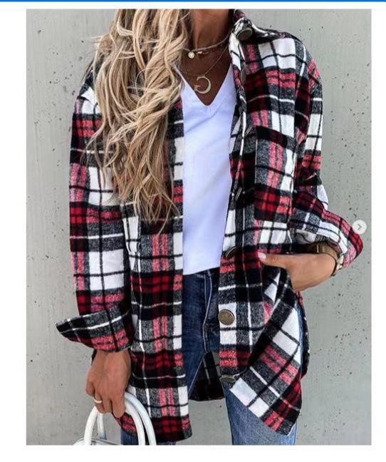 Damen Karierte Overshirtjacke EB