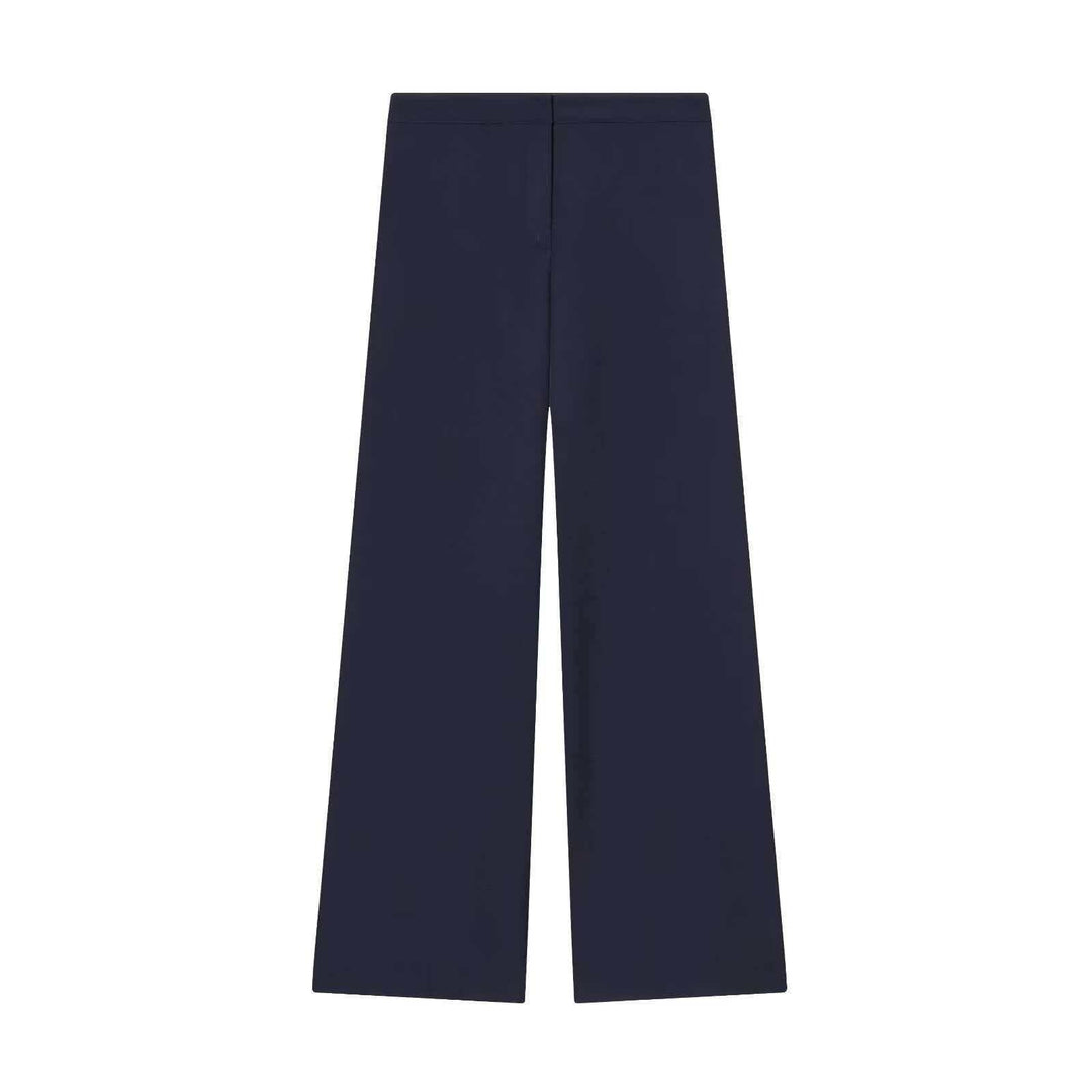Damen nan elegante High‑Waist Weitbein-Anzughose mit flachem Bund und verdeckter Naht EB