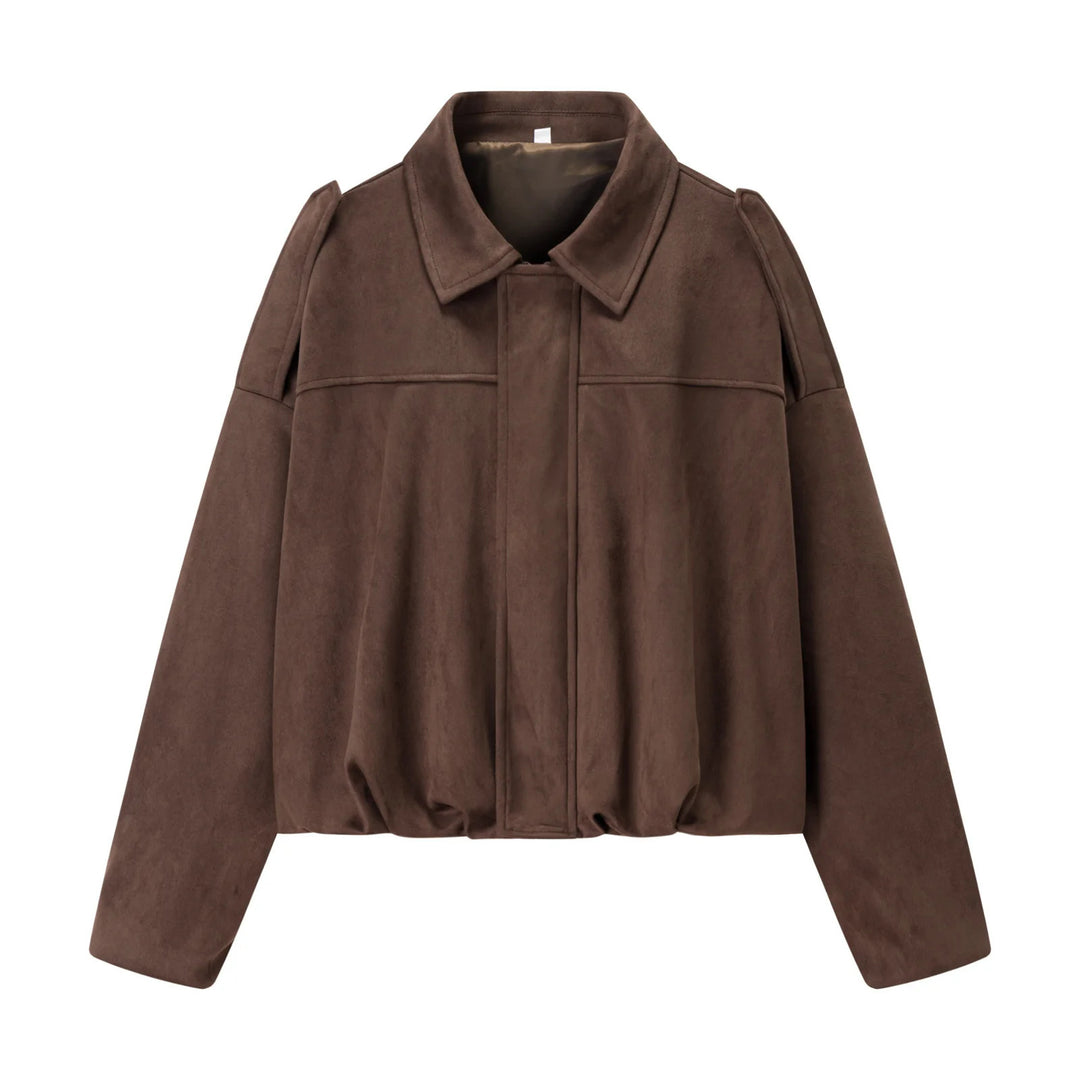 Damen modische cropped Jacke mit bequemen Bündchen und elegantem Kragen EB
