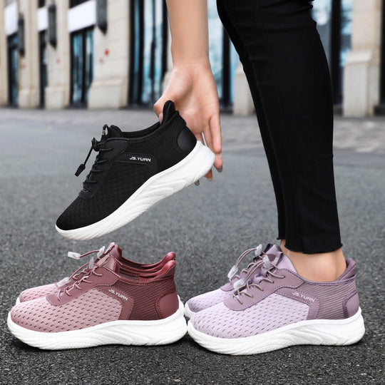 Damen nan leichter Strick-Sneaker mit elastischem Sockeneinstieg, Schnellzug-Schnürung und gedämpfter EVA-Zwischensohle EB