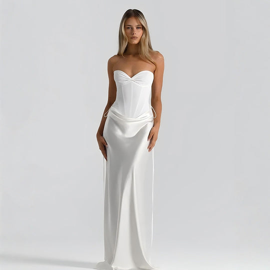 Damen elegantes figurbetontes Abendkleid mit raffiniertem Rüschendesign und verstellbaren Trägern EB