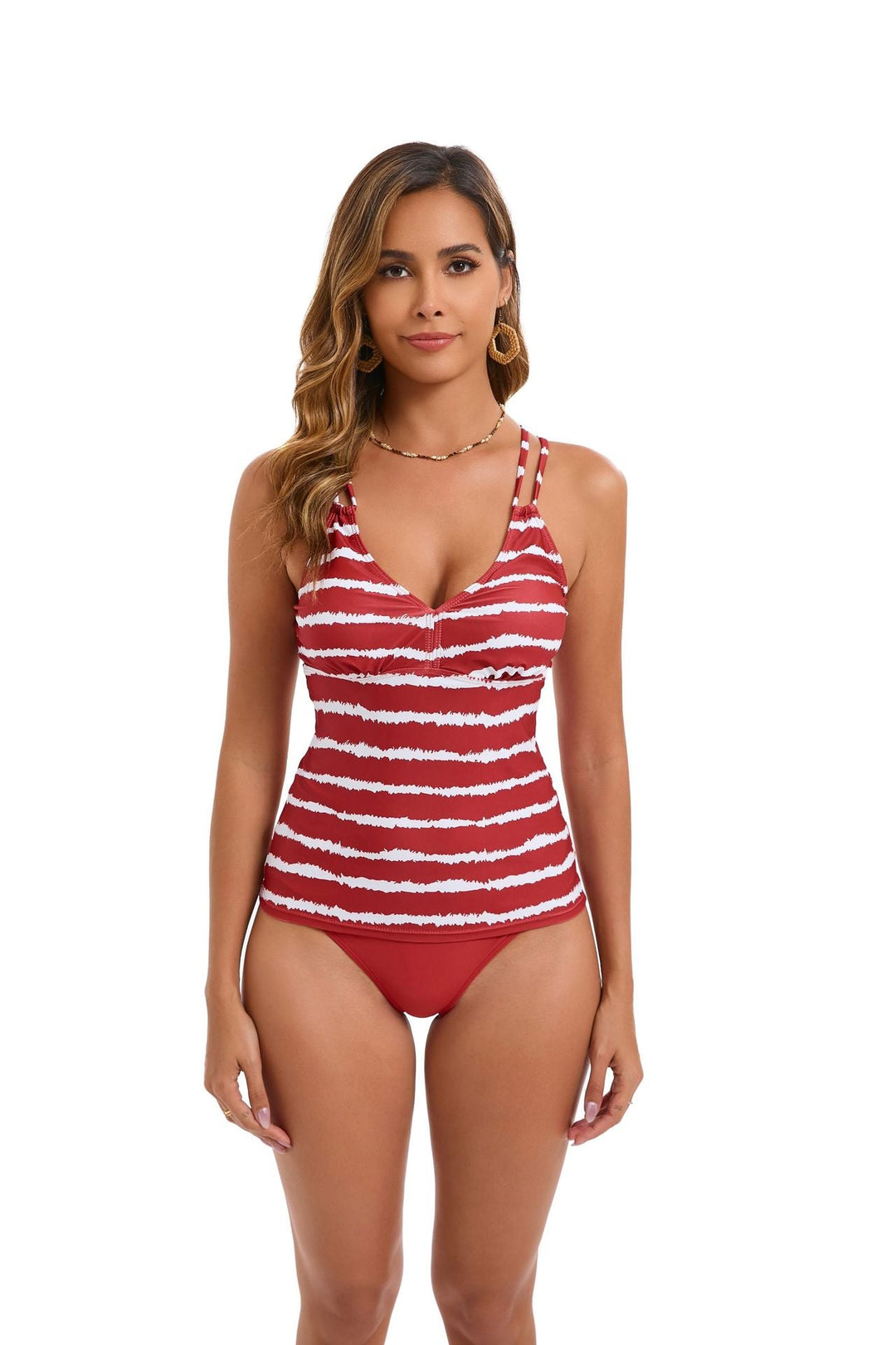 Damen Tankini mit Verstellbaren Trägern und Elegantem Streifenmuster EB