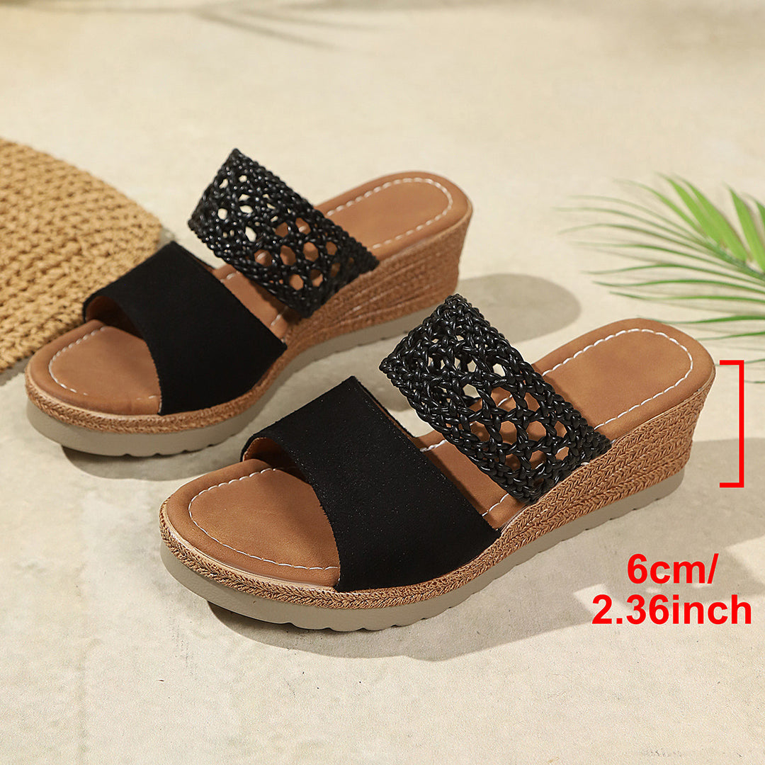 Damen Wedge-Pantoletten mit raffiniertem Riemen-Design EB