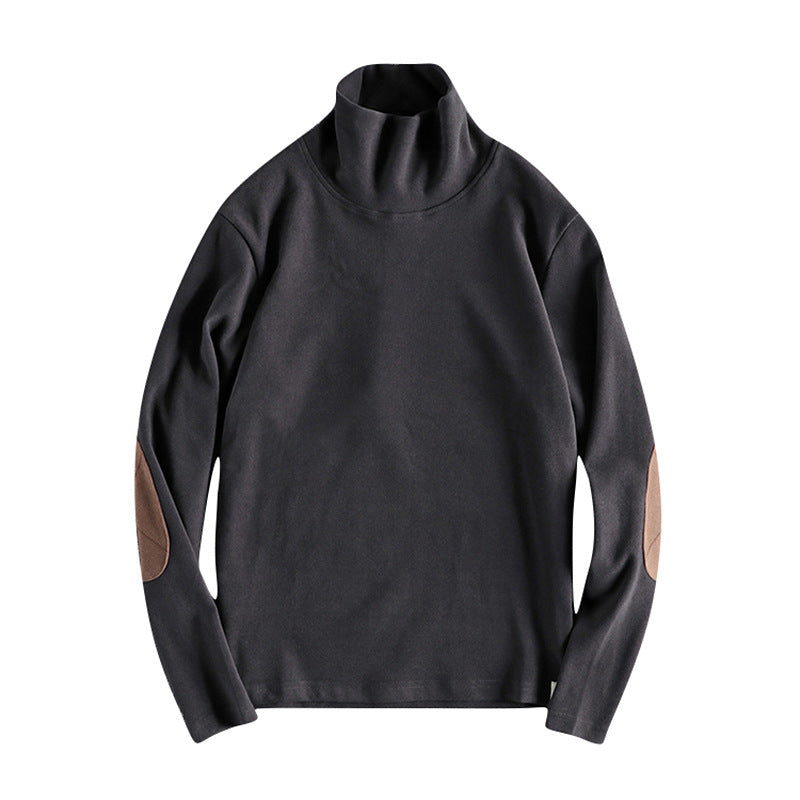 Herren Stehkragenpullover aus hochwertigem Fleece mit kontrastierenden Ellbogenpatches EB