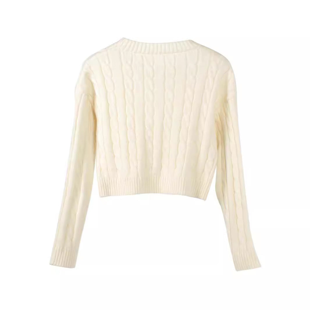 Damen Kurzgeschnittener Strickpullover EB