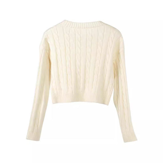 Damen Kurzgeschnittener Strickpullover EB