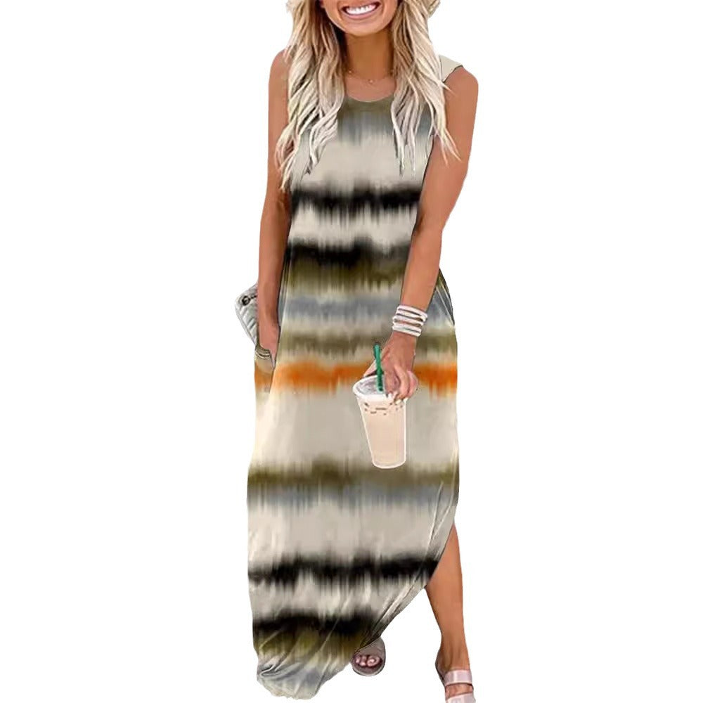 Damen Maxikleid mit modernem Farbverlauf und praktischem Seitentaschen-Design Heidi-Mode
