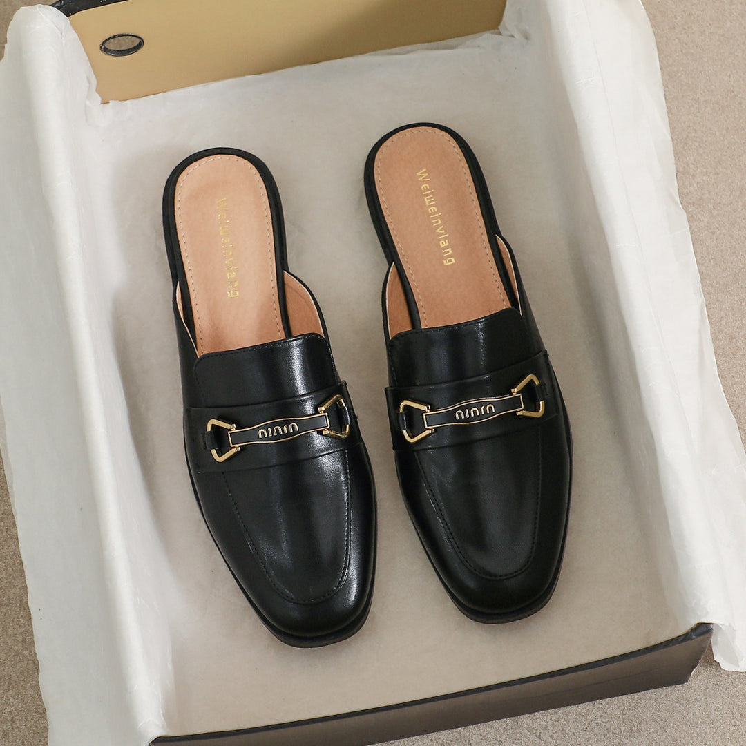 Damen Mokassin-Mules mit elegantem Schnallenakzent und hochwertigem Leder EB