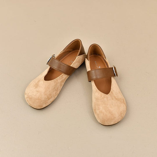 Damen bequeme Mary Jane Ballerinas mit dekorativem Riemen EB