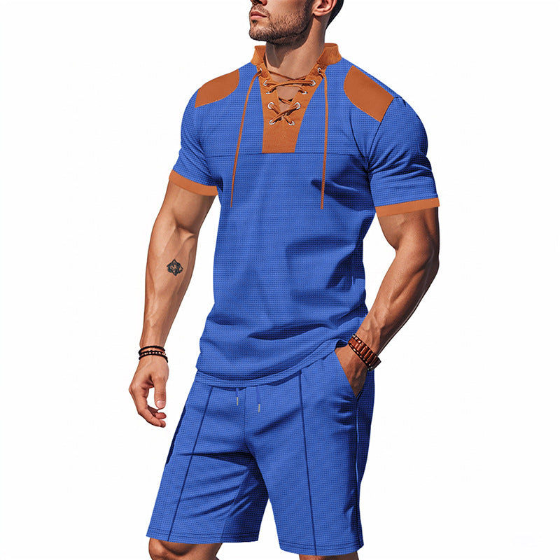 Herren lässiges Sport-Set mit dezenten Kontrastdetails und funktionalem Kragen EB