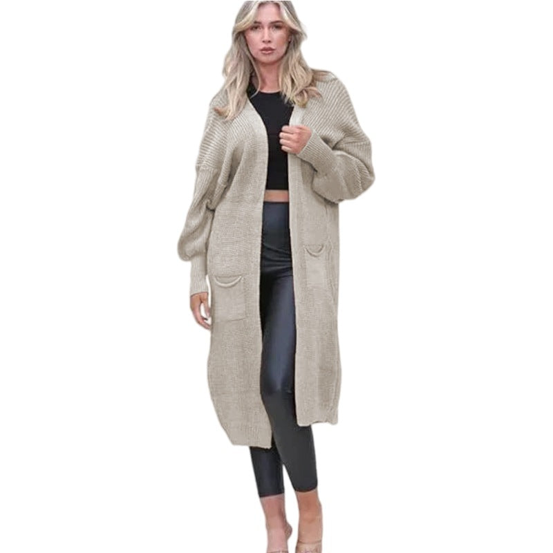 Damen Langarm-Strickcardigan mit edlem Strukturdesign und praktischen Taschen EB