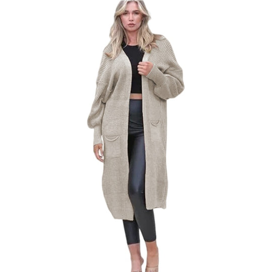 Damen Langarm-Strickcardigan mit edlem Strukturdesign und praktischen Taschen EB
