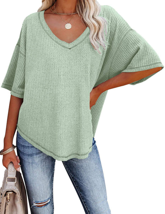 Damen lässiges Oversized-Oberteil mit strukturiertem Webmuster EB
