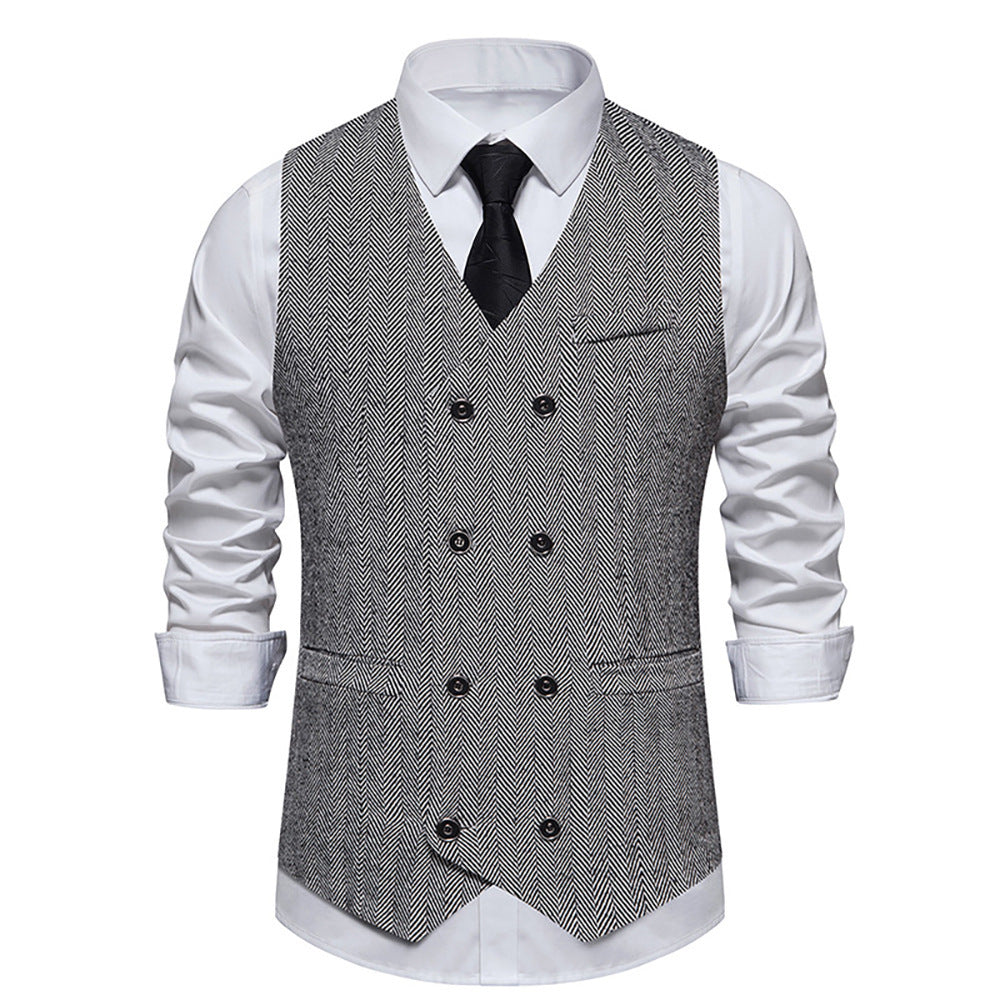 Herren elegante Doppelreiher-Weste im strukturierten Design EB