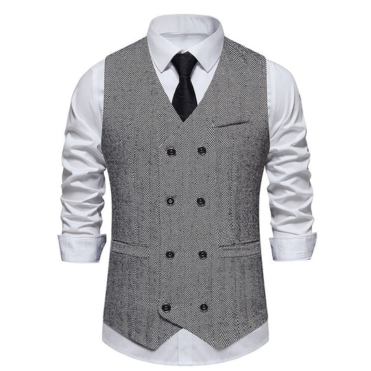 Herren elegante Doppelreiher-Weste im strukturierten Design EB