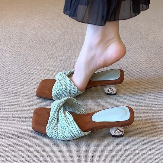 Damen modische Clogs mit geflochtenem Design und bequemer Sohle EB