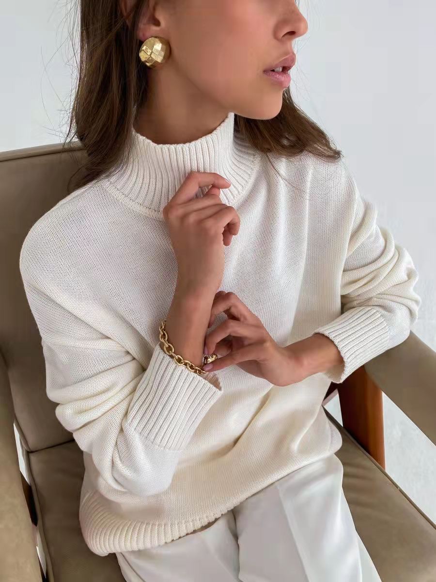 Damen eleganter Rollkragenpullover aus feinem Strick EB
