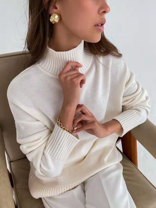 Damen eleganter Rollkragenpullover aus feinem Strick EB