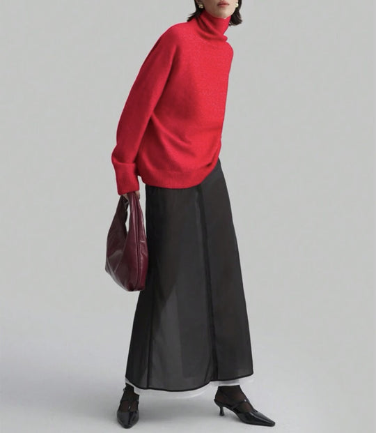 Damen Modischer Rollkragenpullover mit Oversized-Schnitt und feiner Struktur EB