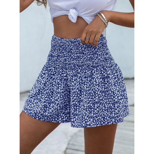 Damen Shorts mit elastischem Taillenbund und floralem Design EB