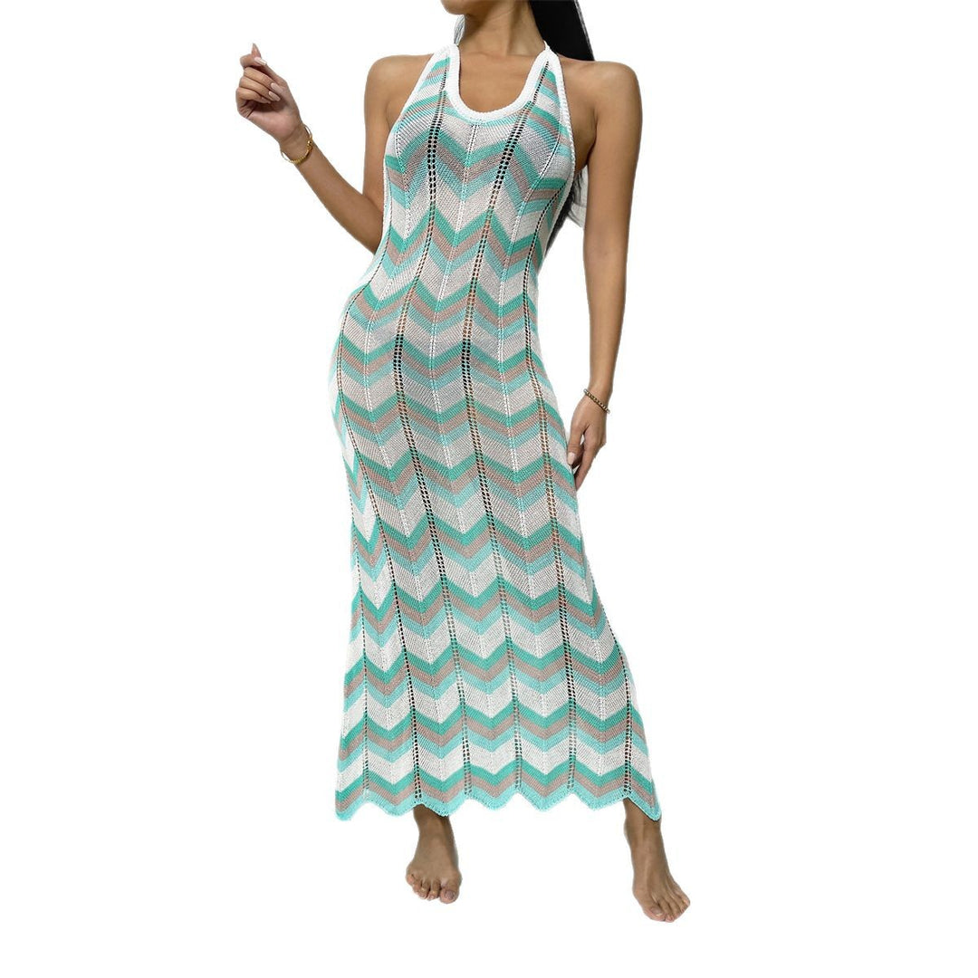 Damen Maxikleid mit raffiniertem Wellenmuster EB