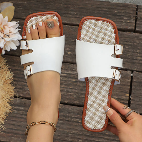 Damen Bequeme und stilvolle Slippers mit verstellbaren Riemchen und eleganten Schnallen EB