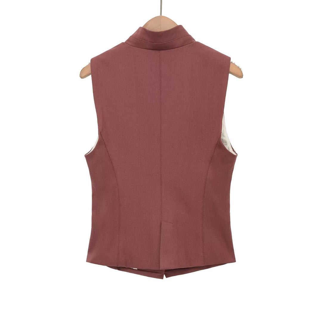 Damen elegante Weste mit schmalem Kragen EB