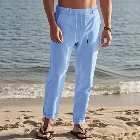 Herren lässige Freizeithose mit elastischem Bund und seitlichen Taschen EB