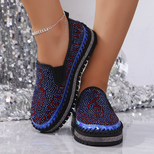 Damen Slip-On Sneakers mit funkelndem Strass EB