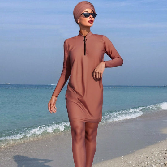 Damen Sportlicher Badeanzug mit langärmligem Design und hohem UV-Schutz EB