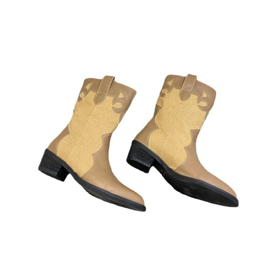 Damen Western-Stiefel mit modischen Cut-Out-Details und robustem Blockabsatz EB