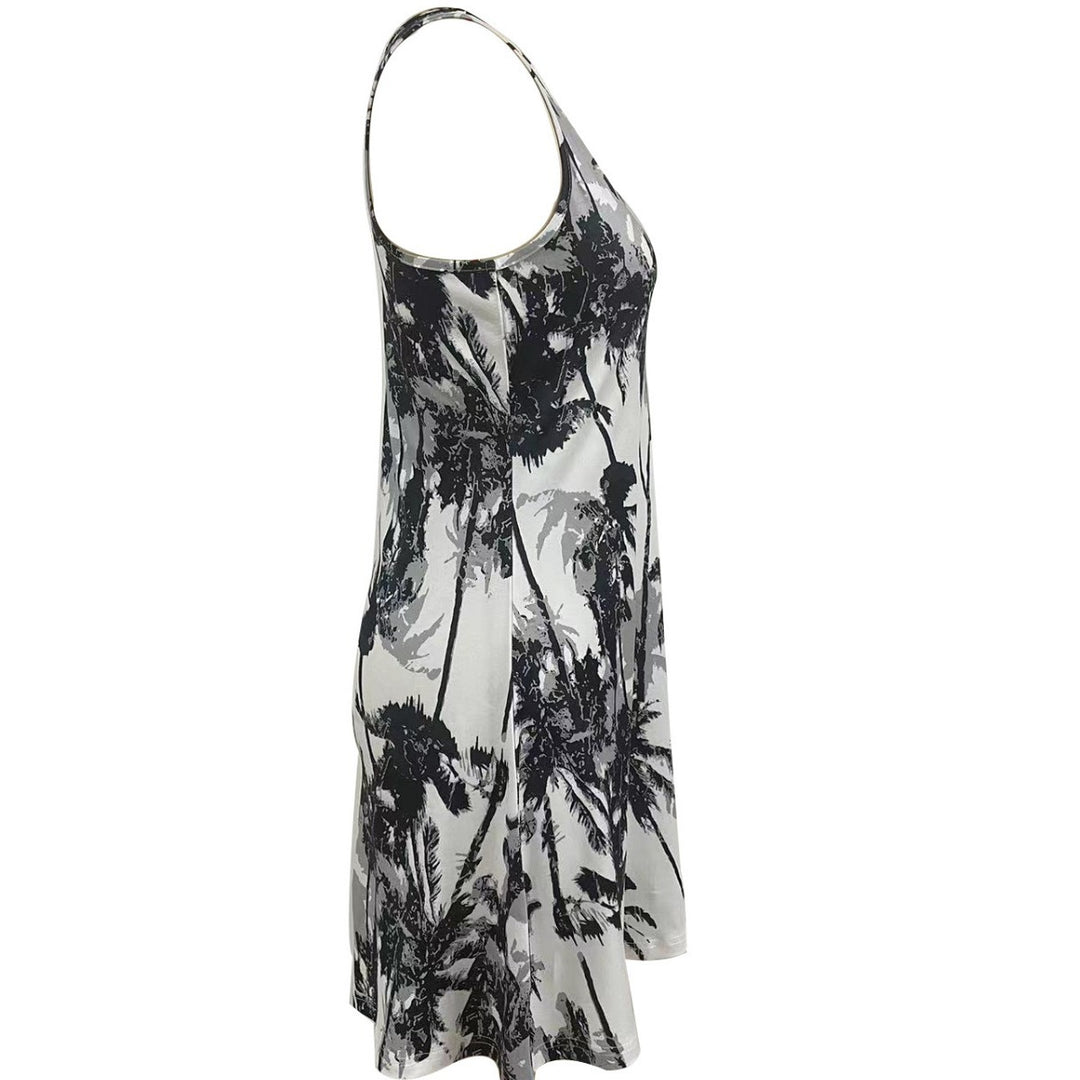 Damen Sommerliches Freizeitkleid mit modernem Palmenmuster EB