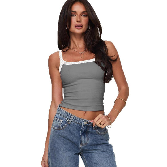 Damen Top mit Spitzenakzenten EB
