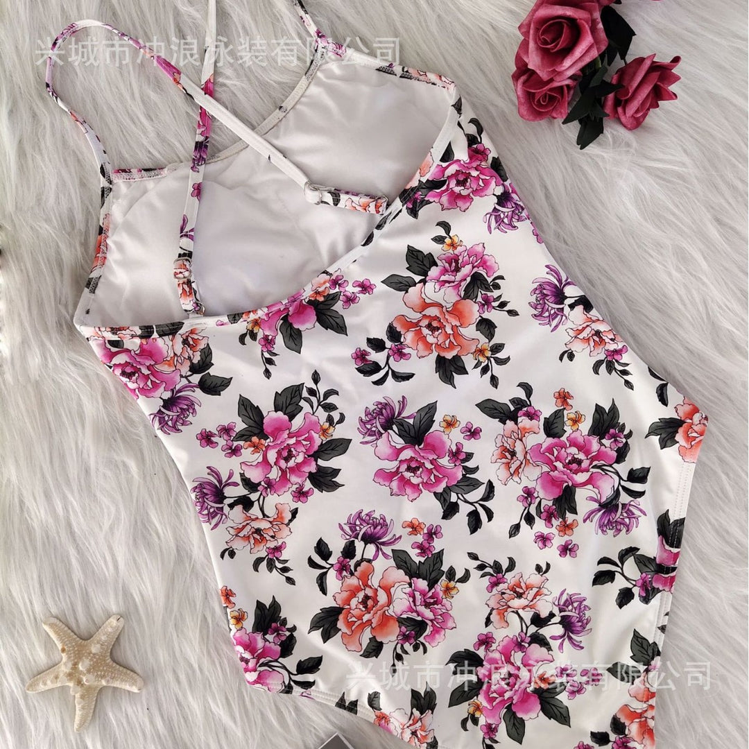 Damen Floraler Sportbadeanzug mit rückenfreier Silhouette EB