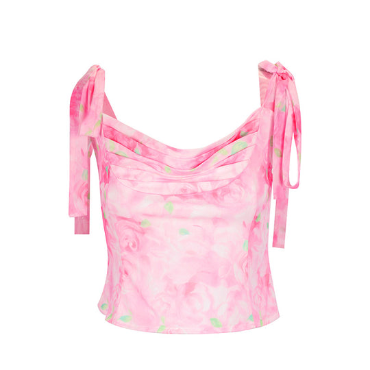 Damen Top mit verspielten Knoten und Drapierung EB