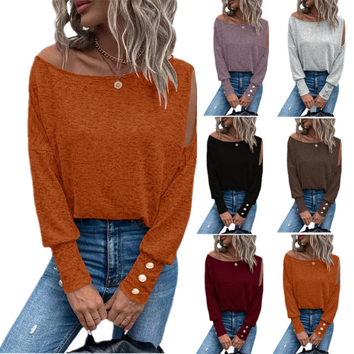 Damen Off-Shoulder Oberteil mit Knopfdetails EB