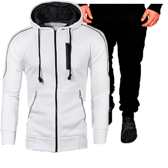 Herren sportliches Kapuzenjacken- und Jogginghosen-Set EB
