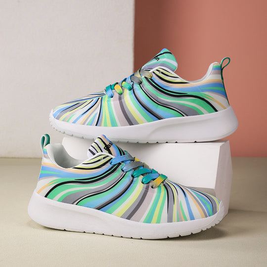 Damen Sportliche Sneakers mit buntem Wellenmuster EB