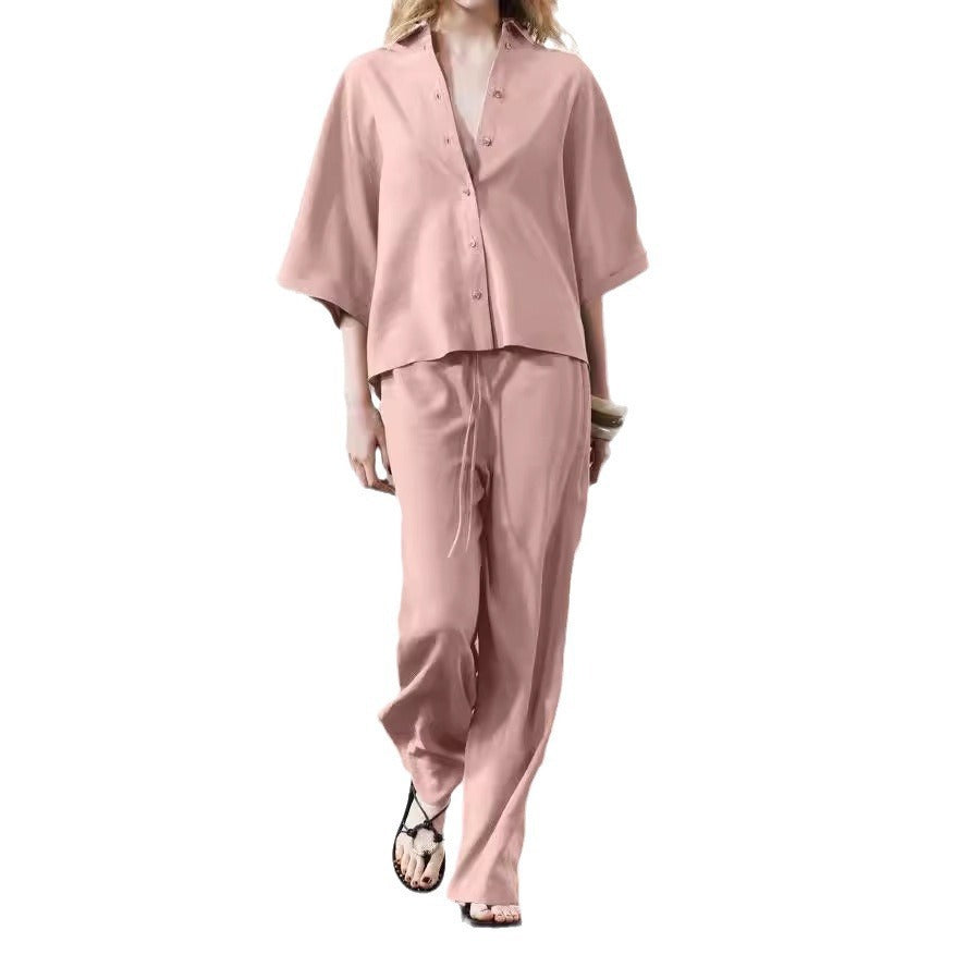 Damen ElegantesSet aus luftiger Bluse und bequemer Hose EB