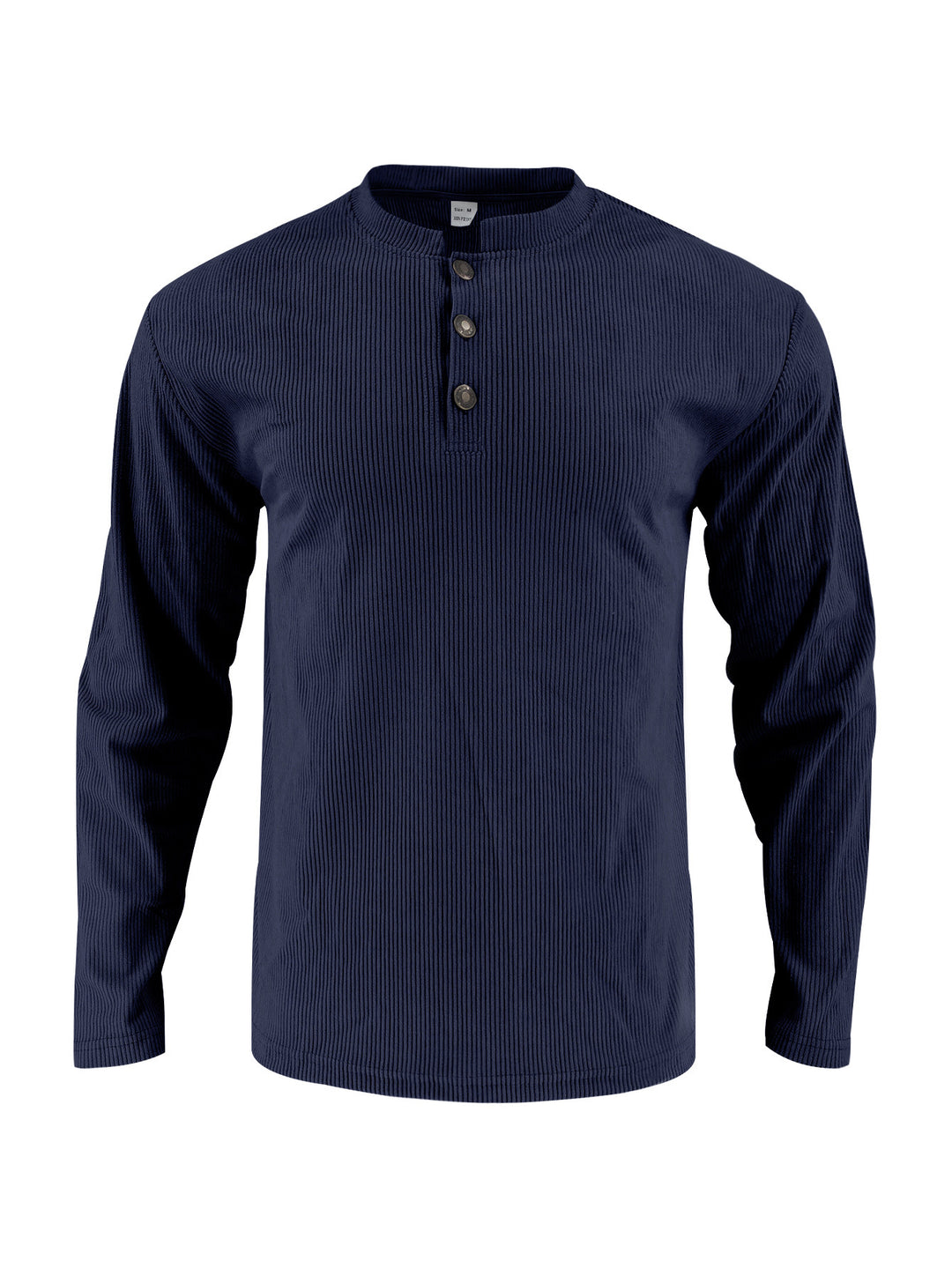 Herren Langarmshirt mit modischer Stehkragen und Knopfleiste EB