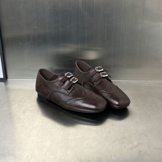 Damen elegante Mokassins mit doppeltem Schnallenverschluss EB