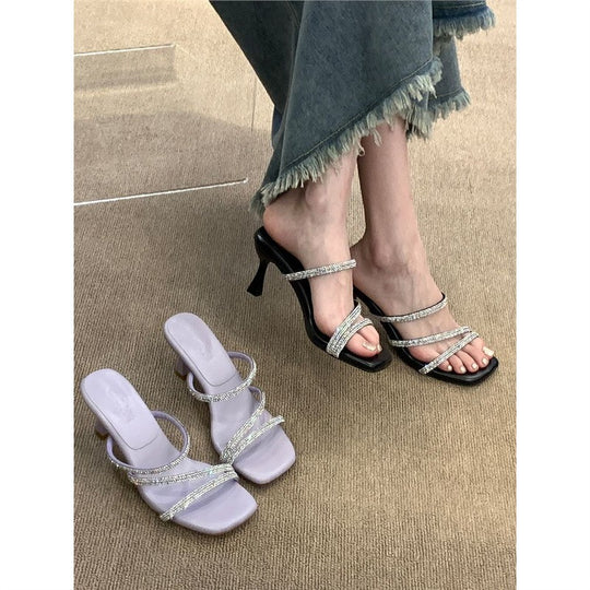 Damen Glamouröse High Heel Sandalen mit funkelnden Riemen EB