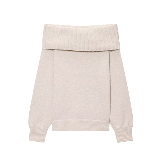 Damen Elegante Strickpullover mit überschnittenen Schultern EB