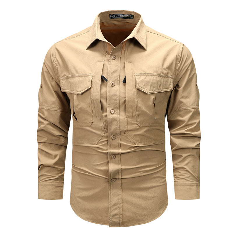 Men's  technical tactical long sleeve utility shirt with dual chest pockets and reinforced seams EB