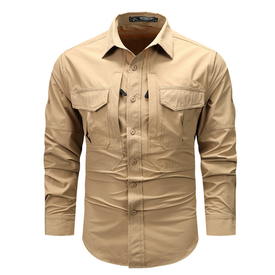 Men's  technical tactical long sleeve utility shirt with dual chest pockets and reinforced seams EB